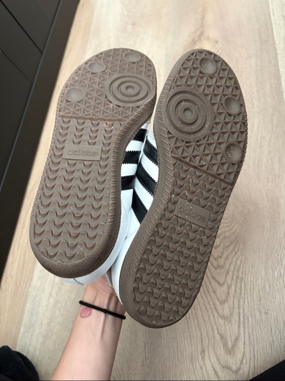 Adidas Sambas White Sneakers with Black Stripes and Gray Suede - Picture 4 of 5